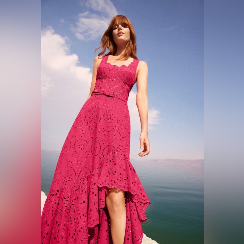 NWT $780 Charo Ruiz Ibiza Tatyana Broderie Anglaise Cotton-blend Midi Dress